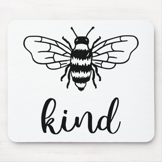 Bee Kindブラックマウスパッド マウスパッド (正面)