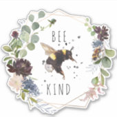 Bee Kind | かわいいマルハナバチの水彩イラスト名言 シール (正面)