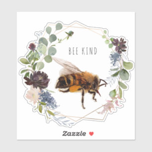 Bee Kind かわいいマルハナバチの水彩イラスト名言 シール