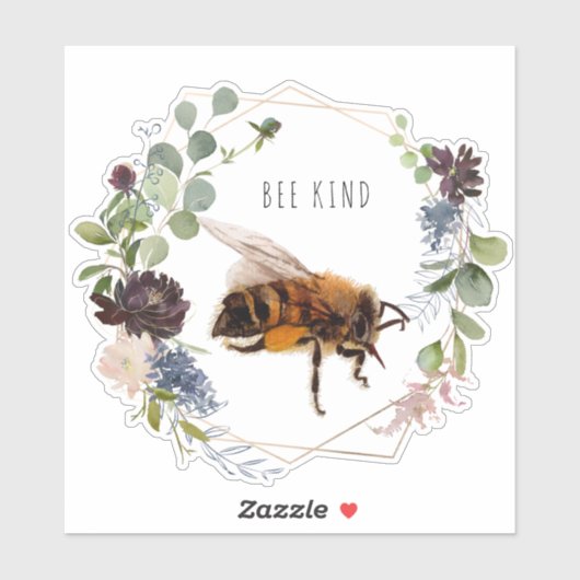 Bee Kind | かわいいマルハナバチの水彩イラスト名言 シール (シート)