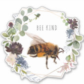 Bee Kind | かわいいマルハナバチの水彩イラスト名言 シール (正面)