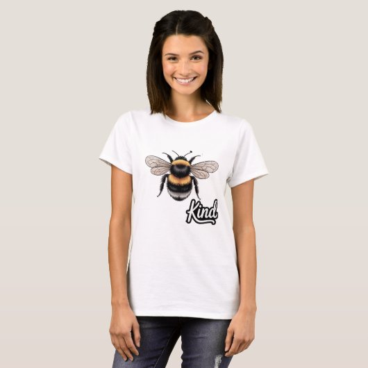 Bee Kind かわいいマルハナバチ イラスト - インスピレーション Tシャツ (正面フル)