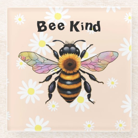 Bee Kind   ガラスコースター (正面)