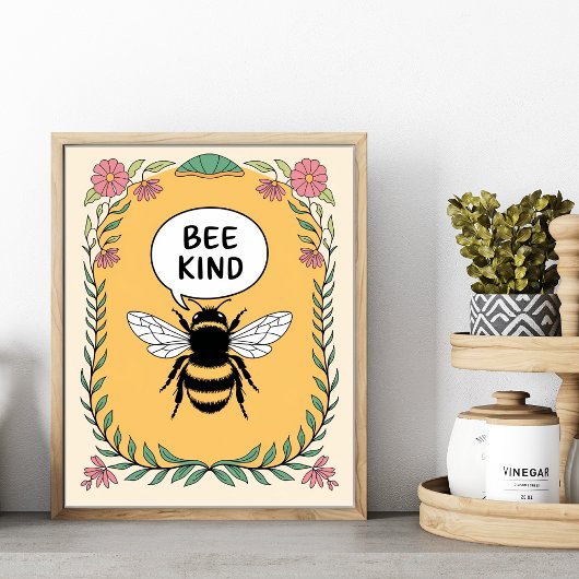 Bee Kind ポジティブな肯定 インスピレーション ポスター