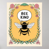 Bee Kind ポジティブな肯定 インスピレーション ポスター (正面)