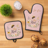 Bee Kind ポットホルダー＆オーブンミトン セット (トップダウン)