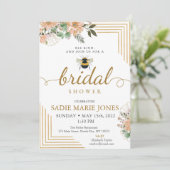 Bee Kind レッド フラワーズ ブライダル シャワー 招待状 (スタンド正面)