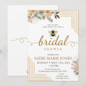 Bee Kind レッド フラワーズ ブライダル シャワー 招待状 (正面/裏面)