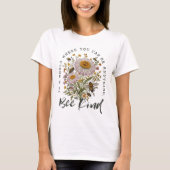 Bee Kind -ヴィンテージミツバチと野生の花 Tシャツ (正面)