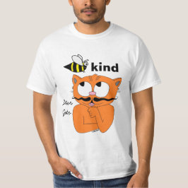 Bee Kind（優しくなりたい）漫画口ひげ猫Tシャツ Tシャツ