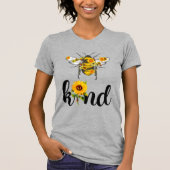Bee Kind 励まし ヒマワリ レタリング デザイン Tシャツ (正面)