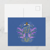 Bee Kind 花卉デザイン - モチベーションのメッセージ ポストカード (正面/裏面)
