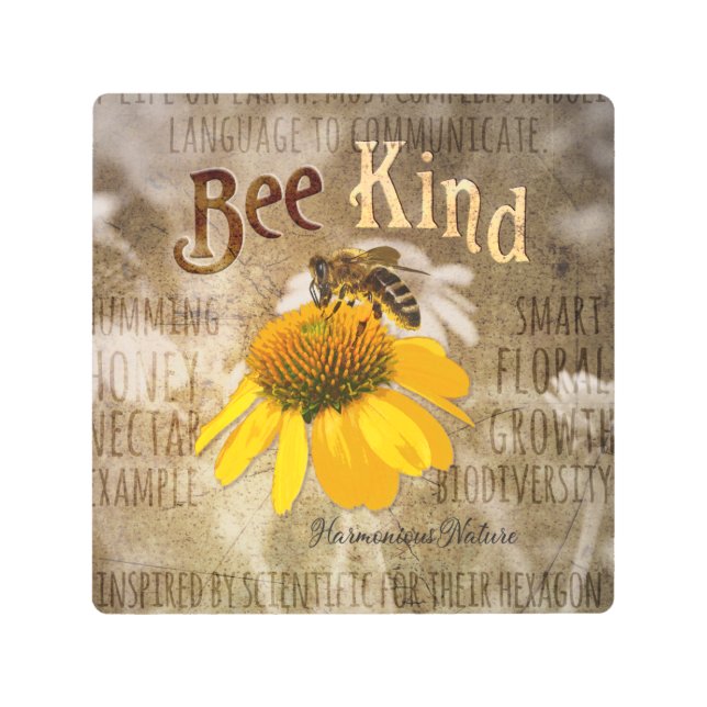 Bee Kind – 調和のとれた自然キャンバス印刷 メタルプリント (正面)