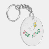 Bee Kind 面白い モチベーション ポジティブ 引用 アート キーホルダー (正面左)