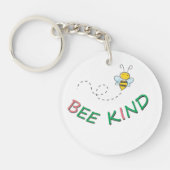 Bee Kind 面白い モチベーション ポジティブ 引用 アート キーホルダー (正面)