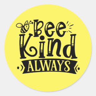 Bee kind always inspiration word art ラウンドシール