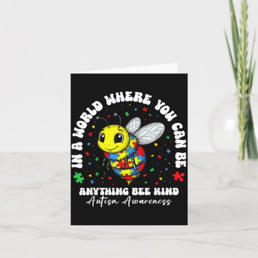 Bee Kind Autism Awareness Puzzle Graphic Men Women カード (正面)