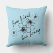 bee kind bee honey throw pillow クッション (裏面)