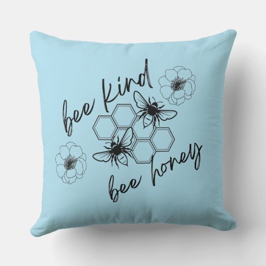 bee kind bee honey throw pillow クッション (裏面)