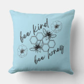 bee kind bee honey throw pillow クッション (正面)