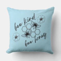 bee kind bee honey throw pillow