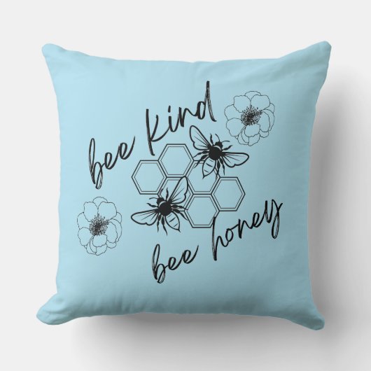 bee kind bee honey throw pillow クッション (正面)