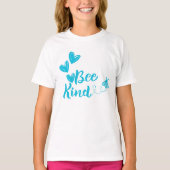 Bee Kind" Blue Hearts Tee Tシャツ (正面)