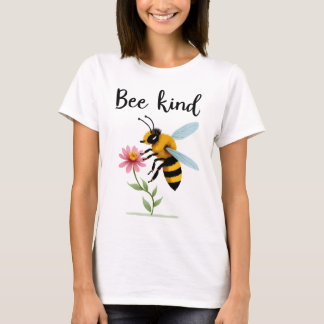 Bee Kind: Cute Bee with Tiny Flower Tシャツ
