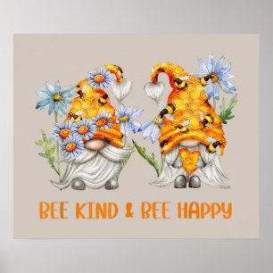 bee kind happy格言ワードアート ポスター