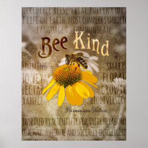 Bee Kind - Harmonius自然キャンバス印刷 ポスター