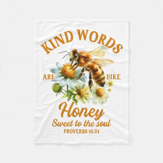 Bee Kind Kindness Motivational Kind Words Are Like フリースブランケット (正面)
