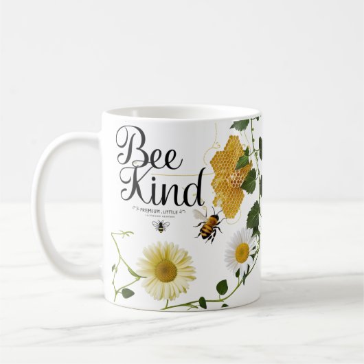 Bee Kind Vintage Botanical Illustration Classic  コーヒーマグカップ (左)