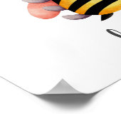 Bee Kind Yellow Pink Bee Kids Nursery ポスター (角)