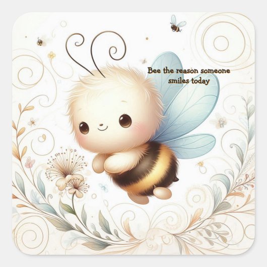 Bee Kindness Inspirational Sticker スクエアシール (正面)