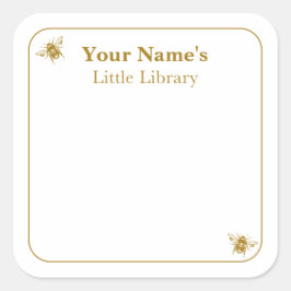 Bee Libraryラベル | グリーティングカード ブック ギフトタグ スクエアシール