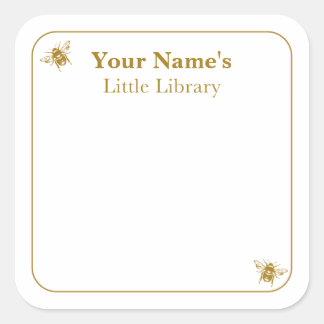 Bee Libraryラベル | グリーティングカード ブック ギフトタグ スクエアシール