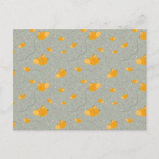 Bee Love Bee Happyはがき – 緑 ポストカード