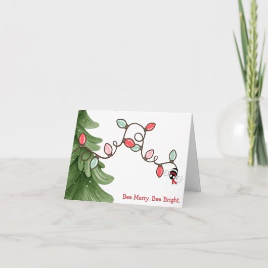 Bee Merry, Bee Bright クリスマスカード ノートカード (正面)