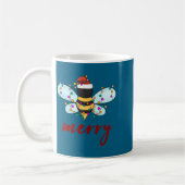 Bee Merry Christmas Bee In Santa Hat Cute Merry Xm コーヒーマグカップ (左)
