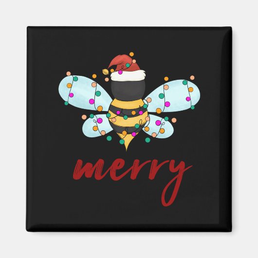 Bee Merry Christmas Bee In Santa Hat Cute Merry Xm マグネット (正面)