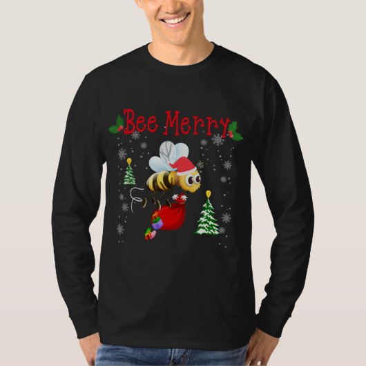 Bee Merry Funny Christmas Bee Pajamas Gifts For Be Tシャツ (正面)