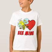 Bee Mineかわいいバレンタインマンガ Tシャツ (正面)