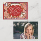 Bee Mine花ピンク赤い教室バレンタイン エンクロージャーカード (正面/裏面)