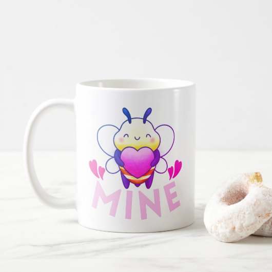 BEE MINE – バおもしろいレンタインデー コーヒーマグカップ (ドーナツ)