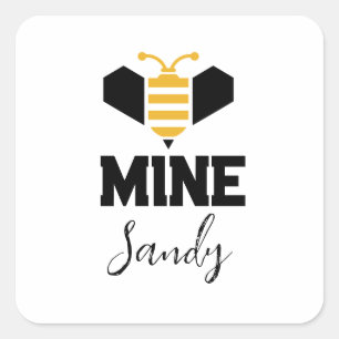Bee Mine (名前)ミニマルなロマンチックギフト スクエアシール