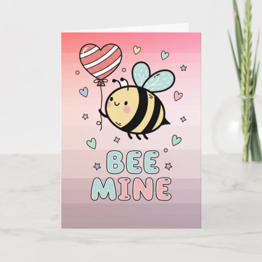 Bee Mine! Cute Bee Valentines Day Greeting カード (正面)