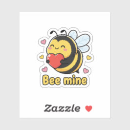 Bee Mine Cute Chubby Bumblebee Valentine Pun  シール