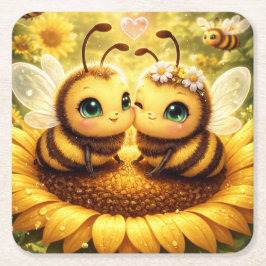 BEE Mine Sunflower スクエアペーパーコースター