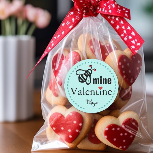 Bee Mine Valentineの名前 ラウンドシール
