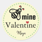 Bee Mine Valentineの名前 ラウンドシール (正面)